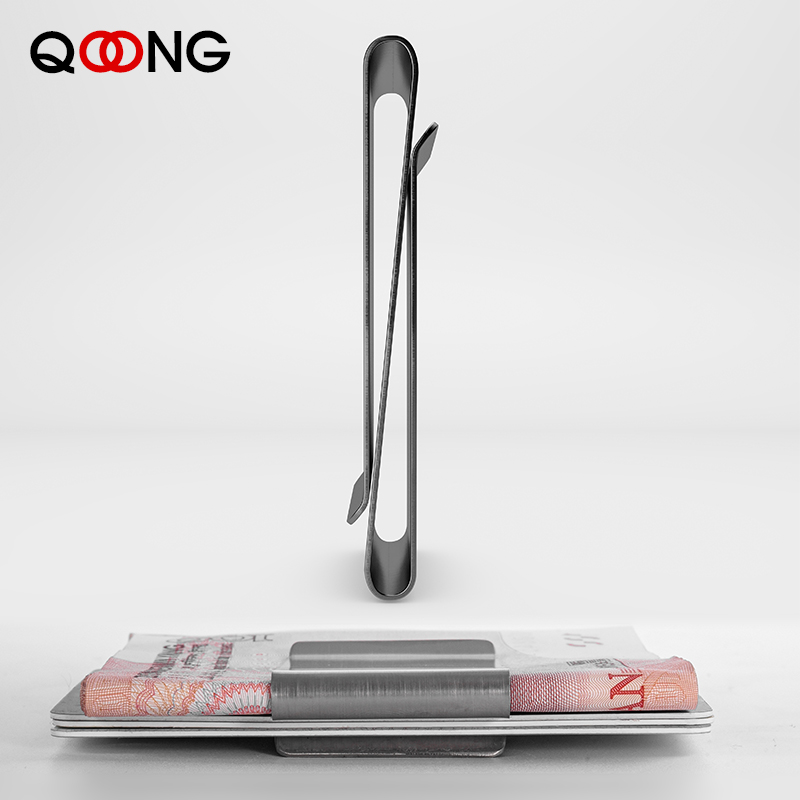 Money Clip Slim - Qoong aço inoxidável fino dupla face