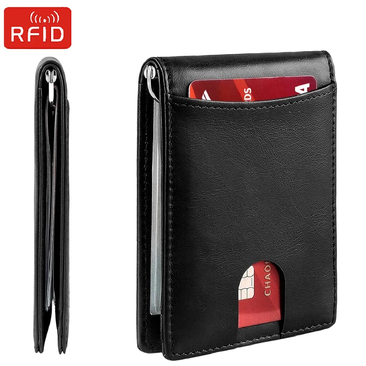 Money Clip Slim - Porta-Cartões RFID para Homens, Carteira de