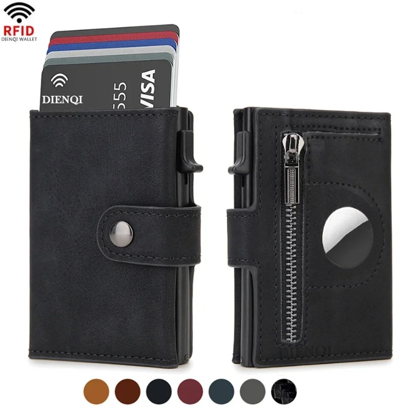 Coin Holder Men - Carteira vintage de PU com bloqueio