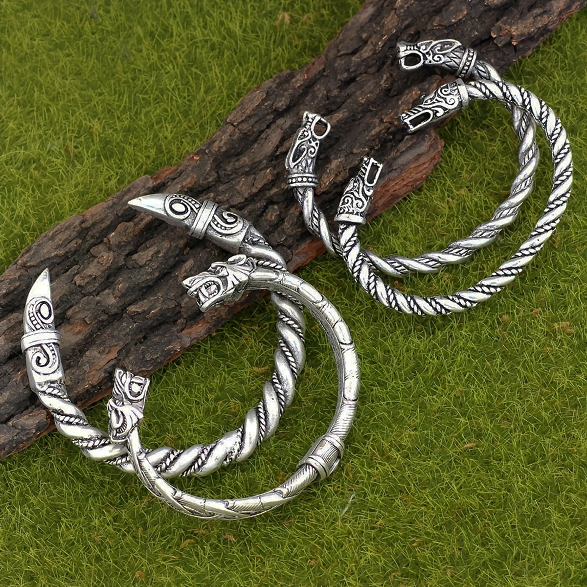 Men Accessories Ring And Bracelet - 4 peças nórdico viking retro norueguês