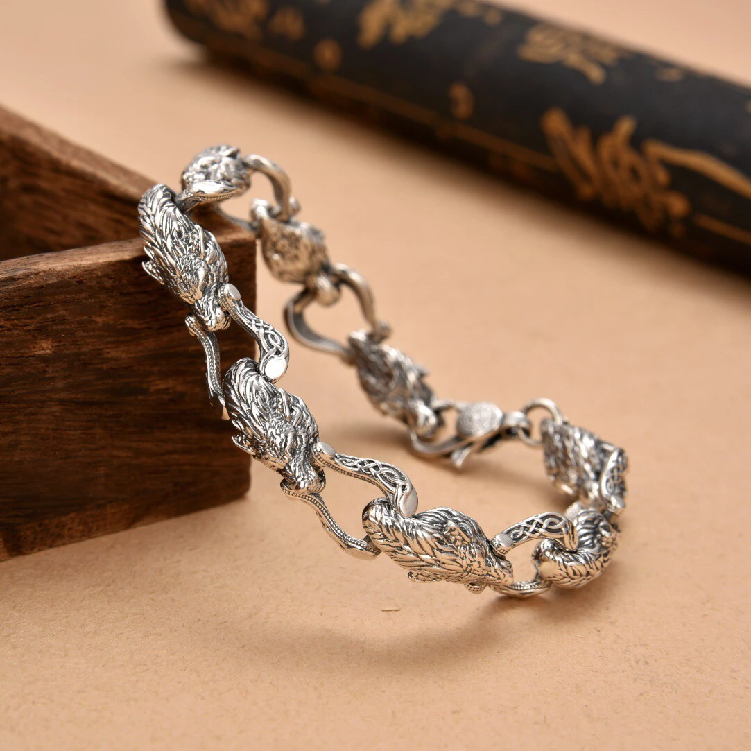 Men Accessories Ring And Bracelet - Nova cabeça de lobo pulseira conectada