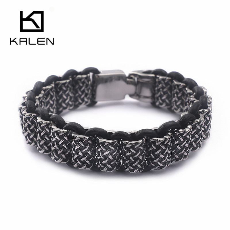 Kalen vintage preto pulseira d - Men Accessories Ring And Bracelet avaliação e preço