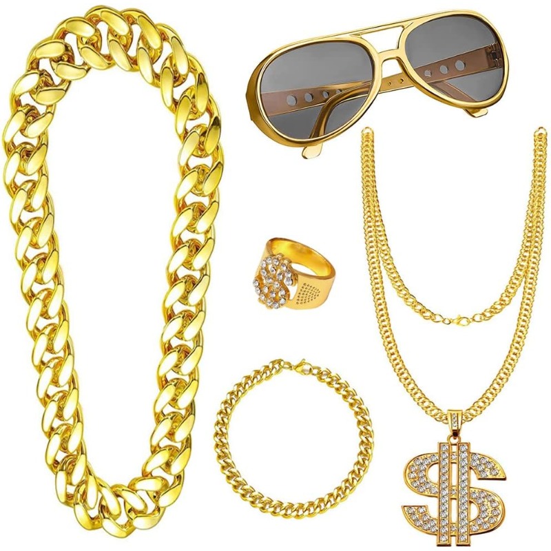 Kit de fantasia hip hop com 5  - Men Accessories Ring And Bracelet avaliação e preço