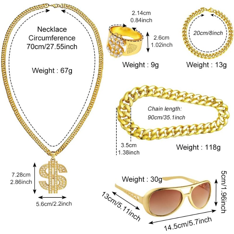 Kit de fantasia hip hop com 5  - Men Accessories Ring And Bracelet avaliação e preço
