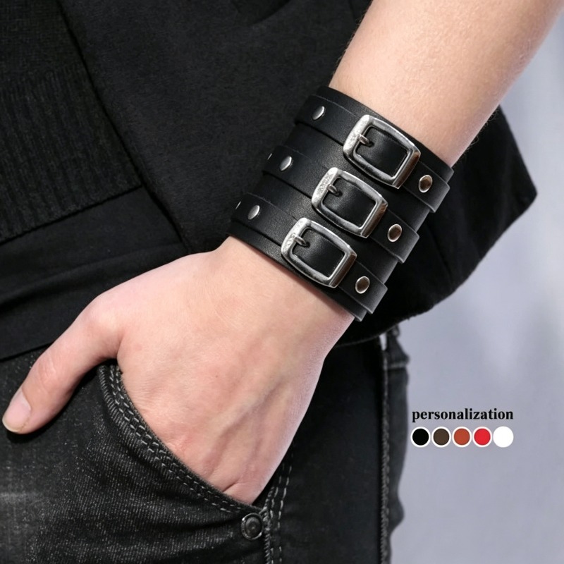 Braçadeira de Couro Masculina, - Men Accessories Ring And Bracelet avaliação e preço