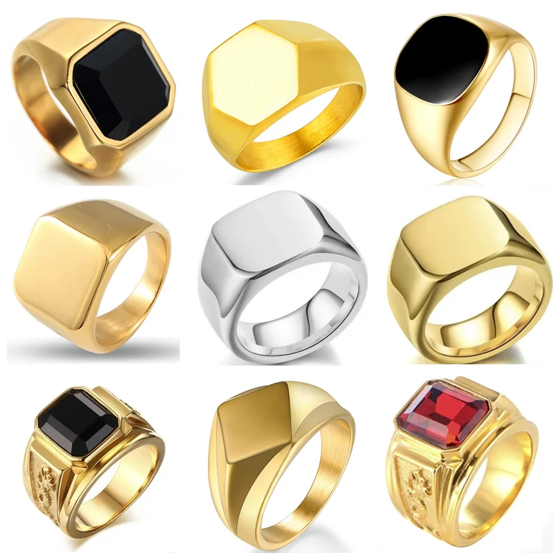 Signet Square Finger Rings for - Men'S Accessories Jewelry Brands avaliação e preço
